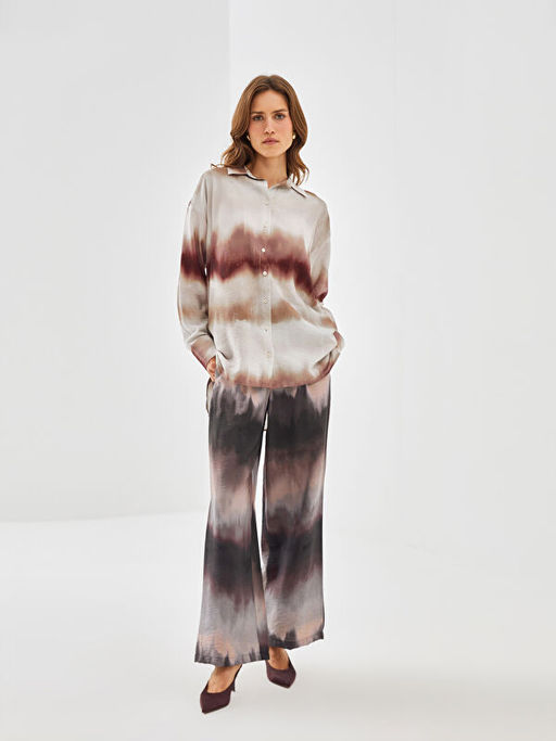 Beli Lastikli Desenli Kad?n Pantolon