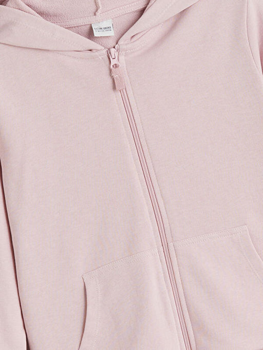 Kap??onlu Basic Uzun Kollu K?z ?ocuk Fermuarl? Sweatshirt