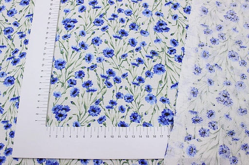 Полулен Душистые васильки, ш.1.5м, хлопок-70%, лен-30%, 140гр/м.кв - Купава фото 5