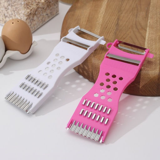 Цена за 2 шт. Овощечистка с тёркой и шинковкой Доляна, 17 см, зелёная