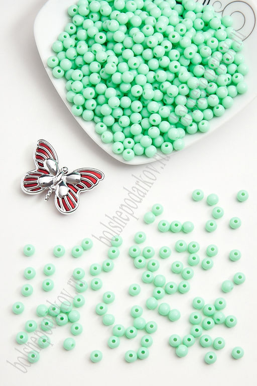 Бусинки пластиковые 6 мм*500 гр (SF-2507) аквамариновый №15