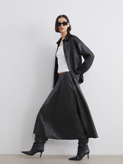 Deri G?r?n?ml? Klo? Etek