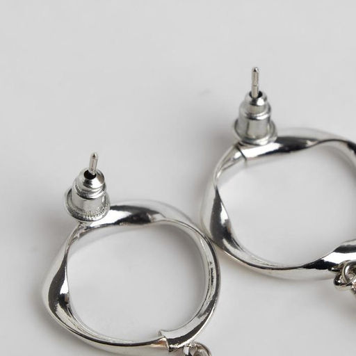 Серьги со стразами Сиа капли, цвет белый в серебре - Queen fair фото 2