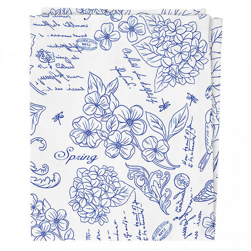 "Жозефина, синий" Скатерть 180х145см, длина стола до 140см, на 6 персон, хлопок "Премиум" 186г/м2, "Домашняя мода" (Россия)