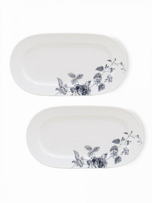 Набор тарелок сервировочных 2 шт, 25,2x13,5x2,1 белый фарфор