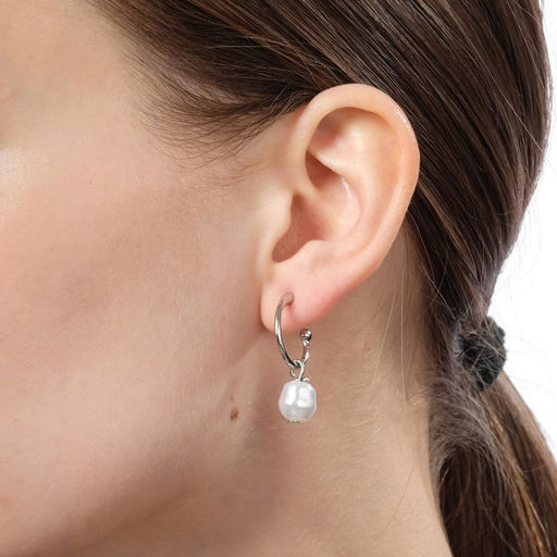 Серьги-кольца набор 6 пар Жемчужные настроение, цвет белый в серебре - Queen fair фото 6