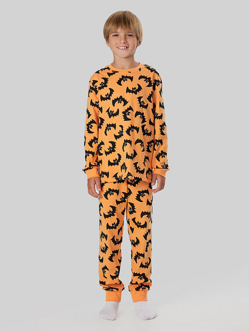 Комплект для мальчиков оранжевый с принтом летучие мыши