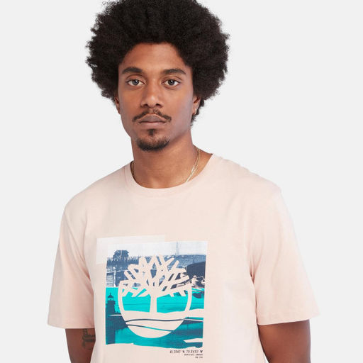 Мужская футболка Timberland T-Shirt Coast Inspired Logo Graphic Regular розовая  фото 3