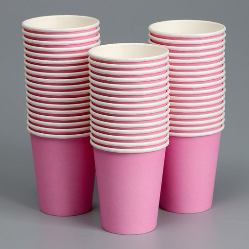 Стакан бумажный, однотонный, цвет розовый, 250 мл, 50 шт. - Страна карнавалия фото 2