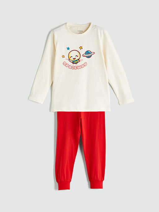 Bask?l? Erkek ?ocuk Pijama Tak?m