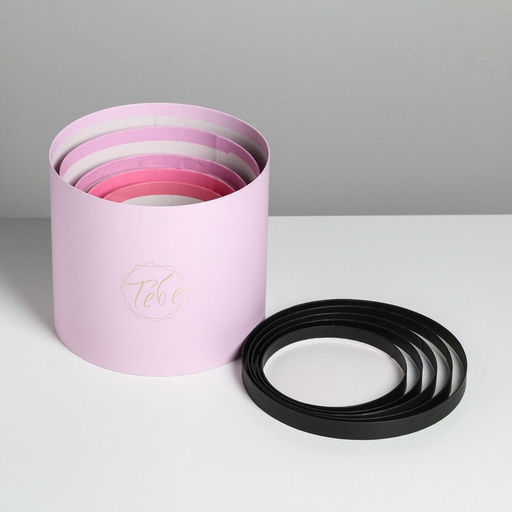 Набор коробок для цветов 5 в 1, упаковка подарочная, Чёрно-розовые, 14?14?13 см - 22?22?19.5 см