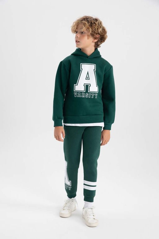 Толстая толстовка с капюшоном и принтом для мальчиков - Defacto фото 3