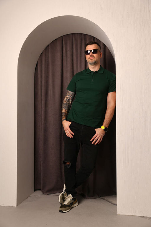 Спортивная футболка-поло 92% хлопок, 8% лайкра