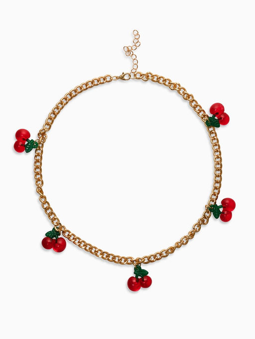 Цепь с подвесами "Вишня", цветная в золоте