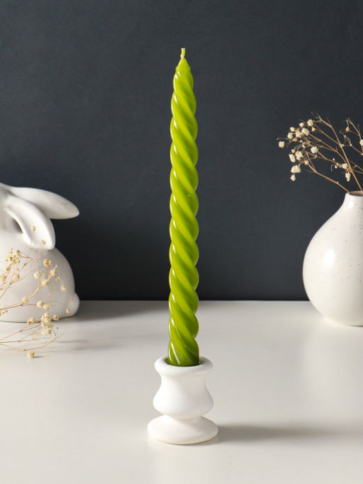 Набор свечей витых, 2.3×24.5 см, 5 ч, 50 г, 2 шт., оливковый