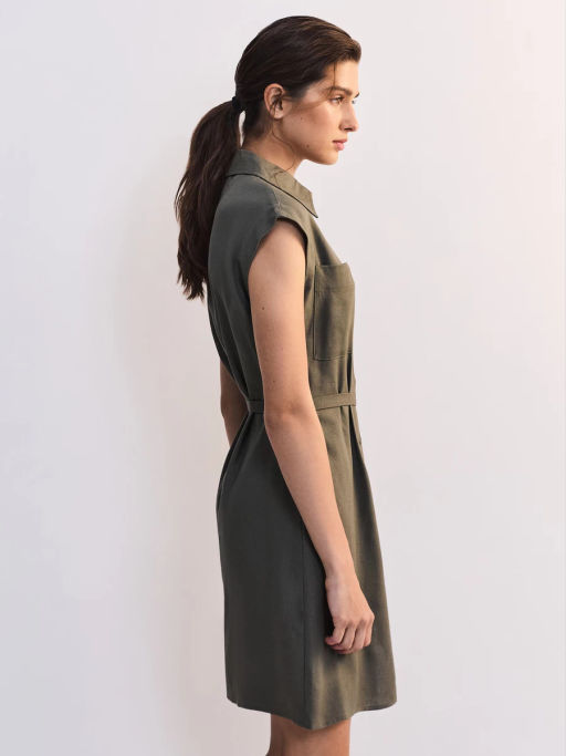 Льняное платье-рубашка с поясом ZR2605012907-13 / Zarina