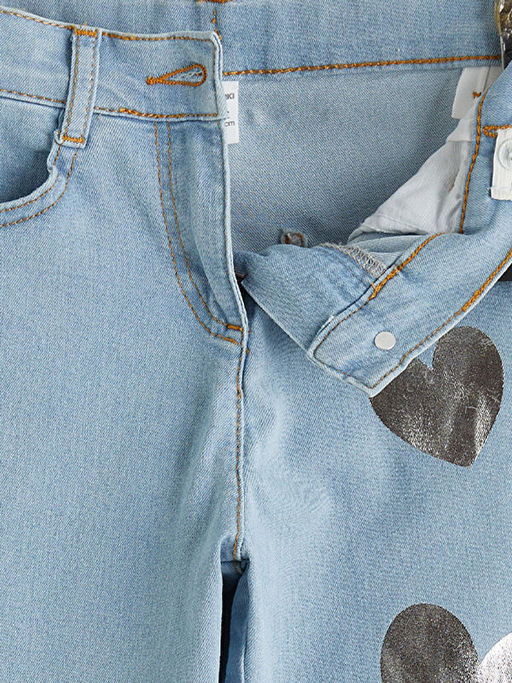 Bask?l? K?z ?ocuk Jean Pantolon