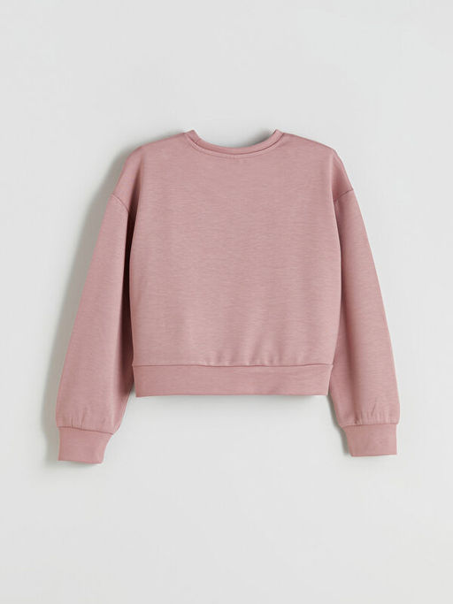 Bisiklet Yaka Yaz? Bask?l? K?z ?ocuk Soft Touch Sweatshirt