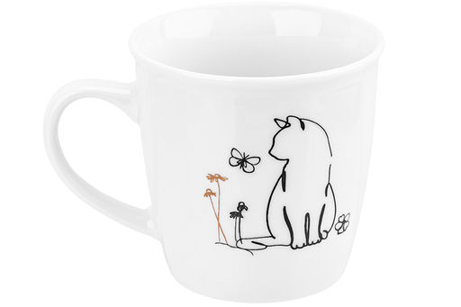 Кружка 340 мл 12,5*9*9,2 см Кот и Бабочка NEW BONE CHINA - Elan gallery фото 6