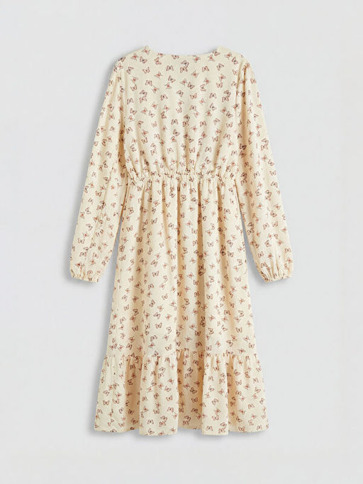 Bisiklet Yaka Desenli K?z ?ocuk Elbise