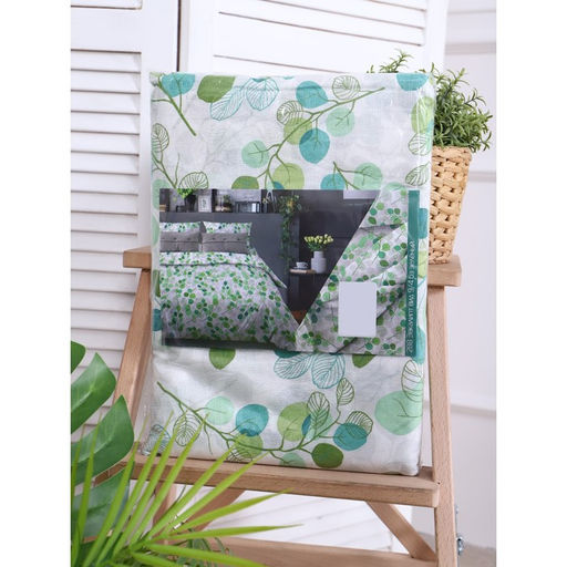 Постельное бельё 1,5 сп Эвкалипт, зелёный, 150х210 см, 150х210 см, 70х70 см, бязь, 105 г/м, 100% хлопок - Атра фото 5