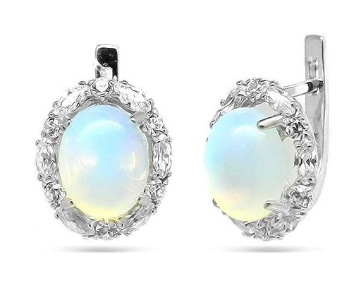 Серьги из серебра лунный камень, С1058