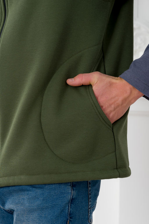 Жилет мужской из футера 3-х нитка хаки - Амадэль фото 8