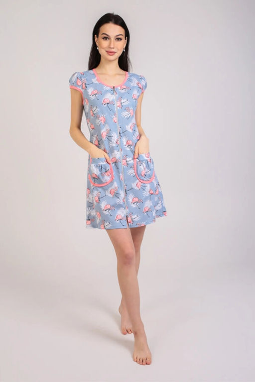 Халат женский, цвет розовый серый