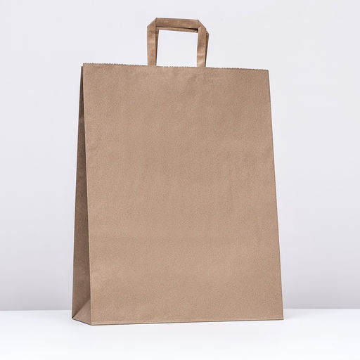 Цена за 25 шт. Пакет бумажный крафт, плоская ручка 35×15×45 см, 90 г/м²