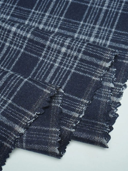 Шерсть пальтово-костюмная Твид Клетка цв.серо-голубой на синем, ш.1.5м, шерсть-60%, п/э-40% - Купава фото 15