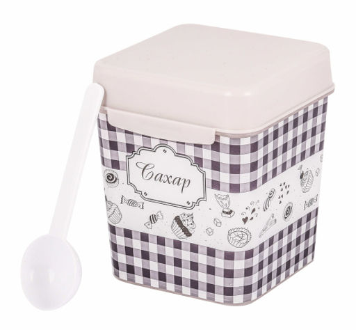 Цена за 2 шт. Ёмкость "Плетёнка" (сахар) 1,2л. с ложкой М4831