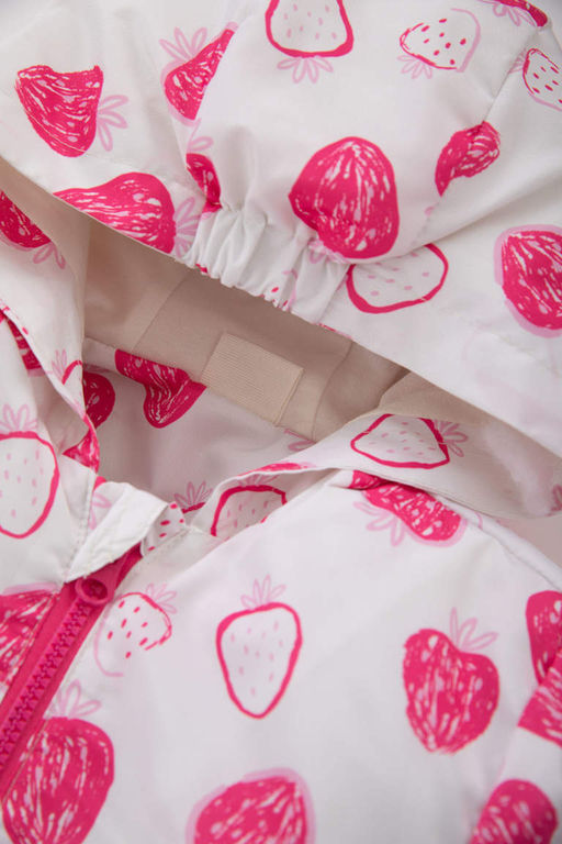 Водоотталкивающее пальто с капюшоном и рисунком для маленьких девочек - Defacto фото 2