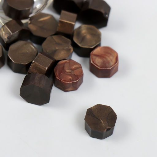 Цена за 2 шт. Сургуч в гранулах в баночке Восьмигранник кофейный 9 гр 4,5х3х3 см - Арт узор фото 6