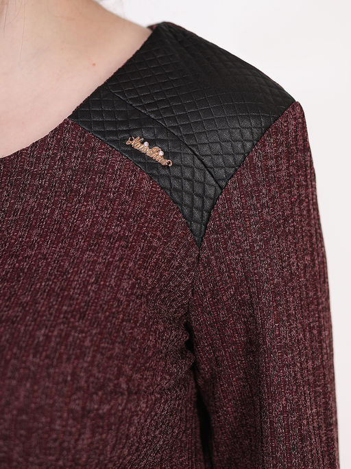 Туника с накладными карманами из экокожи - Almond фото 3