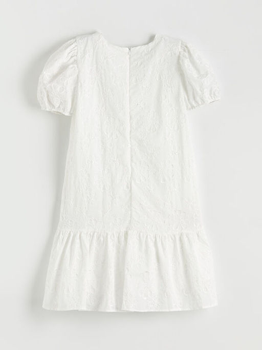 Bisiklet Yaka ?i?ekli K?z ?ocuk Elbise