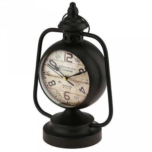 Часы настольные интерьерные "Летучая мышь" 18х11х26см, циферблат с рисунком, бежевый; цифры арабские, черный; выпуклое стекло; корпус металл, черный матовый; в коробке (Китай)