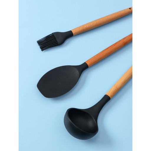 Набор кухонных принадлежностей Доляна «Лиам», 7 предметов, 33×12.5×12.5 см, чёрный