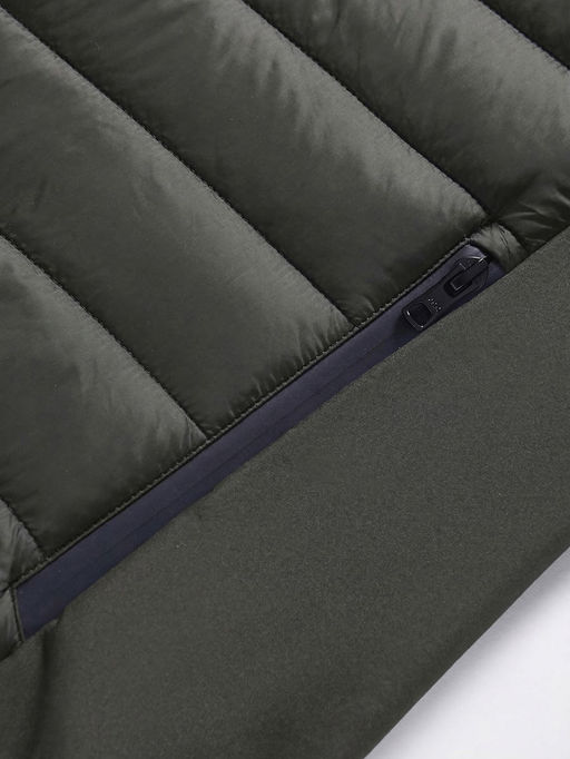 Куртка мужская гибридная стёганая с капюшоном с графеновой подкладкой цвета хаки 9621_1Kh