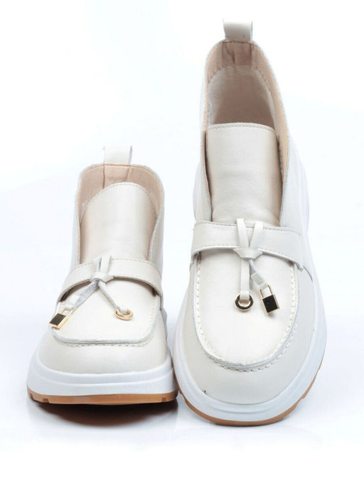 01-5281-2 WHITE Ботинки демисезонные женские (натуральная кожа, байка)