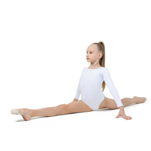 Купальник гимнастический Grace Dance, с длинным рукавом, р. 36, цвет белый  фото 6