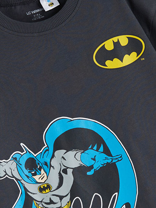 Bisiklet Yaka Batman Bask?l? Erkek ?ocuk Ti??rt