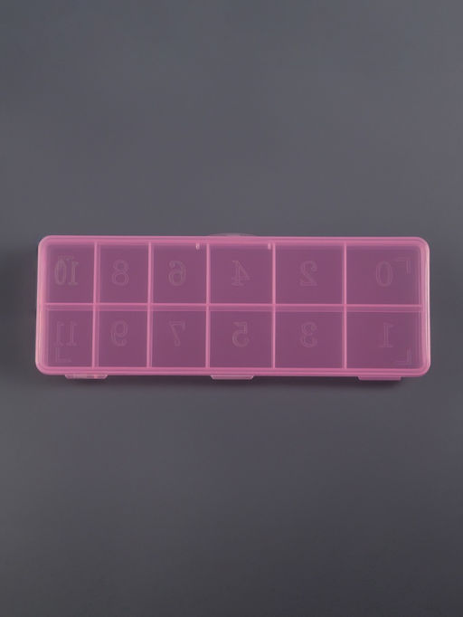 Цена за 2 шт. Органайзер для хранения мелочей, 12 секций, размер 18.4×6.7×2 см, прозрачный, розовый