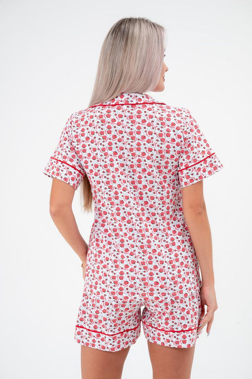 Костюм женский из жакета и шорт из кулирки Рейчел клубничка - Амадэль фото 9