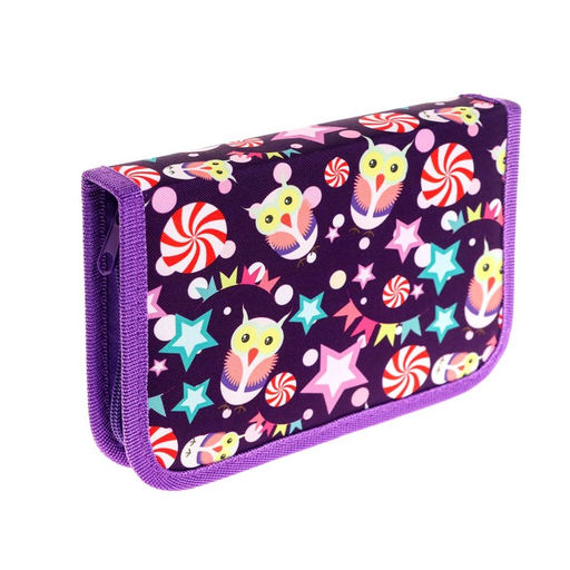Пенал школьный «Совы», 13×19.5 см, на молнии, 1 секция, с наполнением, ткань