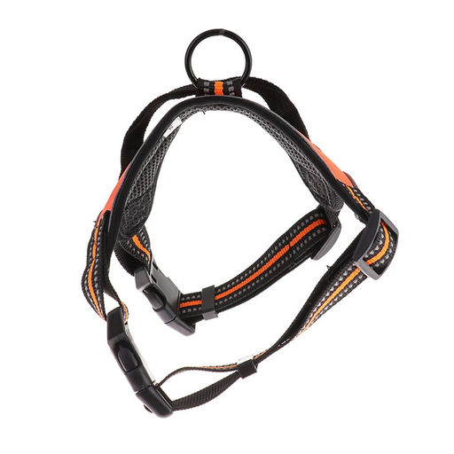 Шлейка улучшенная К7 мягкая светоотражающая, размер М, ОГ 52-66 см, вес 9,5-17,5 кг, оранжевая 38116 - Пижон фото 4