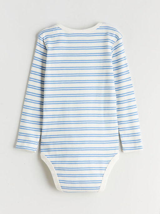 Bisiklet Yaka ?izgili Erkek Bebek ??t??tl? Body