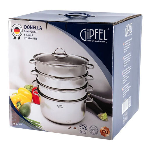 1813 GIPFEL Пароварка трёхъярусная DONELLA 32х16см/11л с тремя пароварочными отделениями 32х8см
