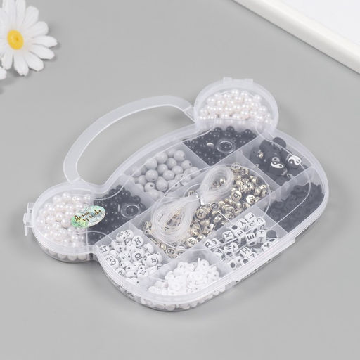 Бусины в шкатулке "Классика. Буквы" бисер 8/0 12,5х19х2 см