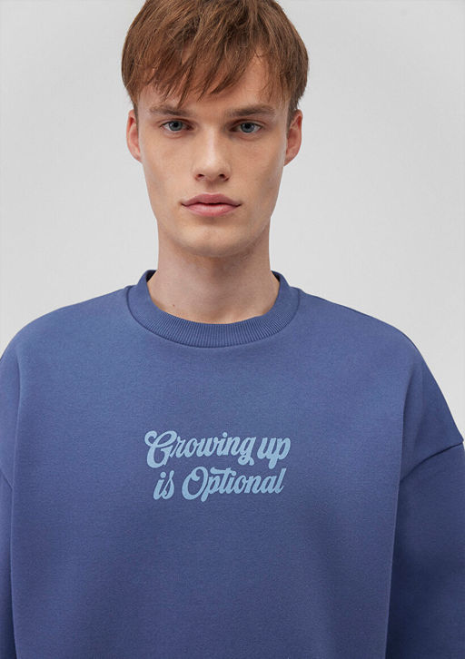 S?rt Bask?l? Lacivert Sweatshirt - Mavi фото 5