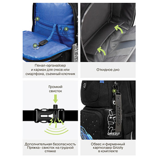 RB-653-2 Рюкзак школьный с обвесом и картхолдером на держателе - Grizzly фото 17